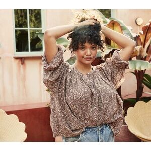 Doen Jane Blouse - Floral Button-Up - Burgundy